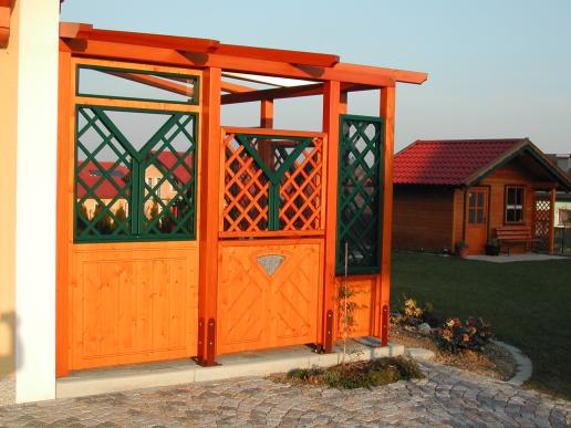 Pergola mit Sattelbalken 012